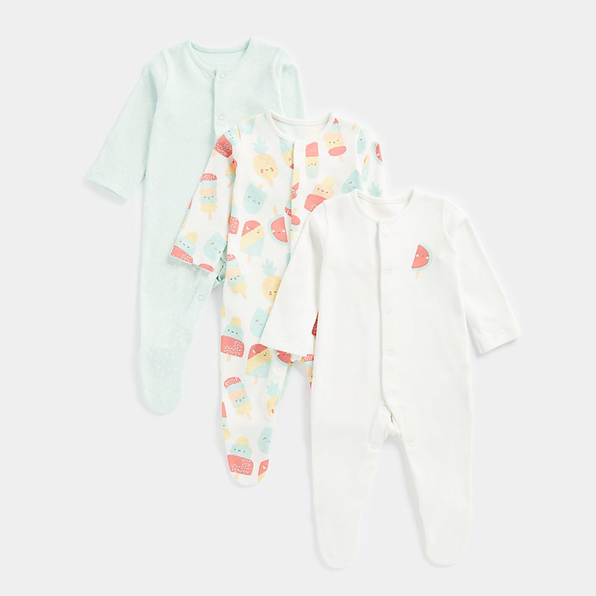Mothercare White Sleepsuits 3 Pack Mothercare